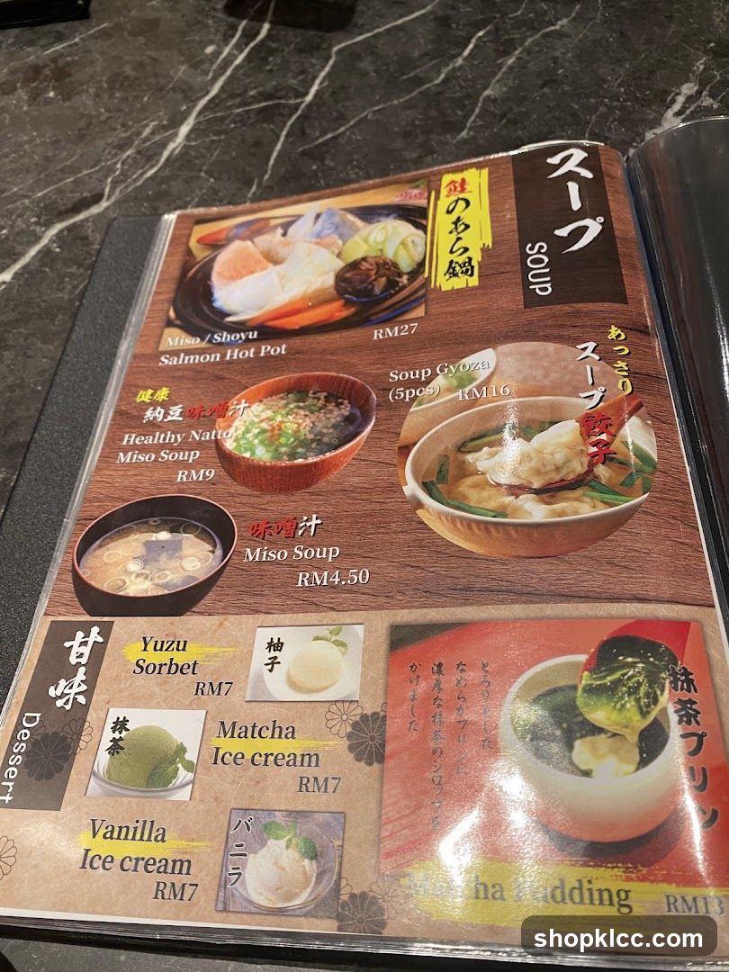 Soup and Dessert Menu