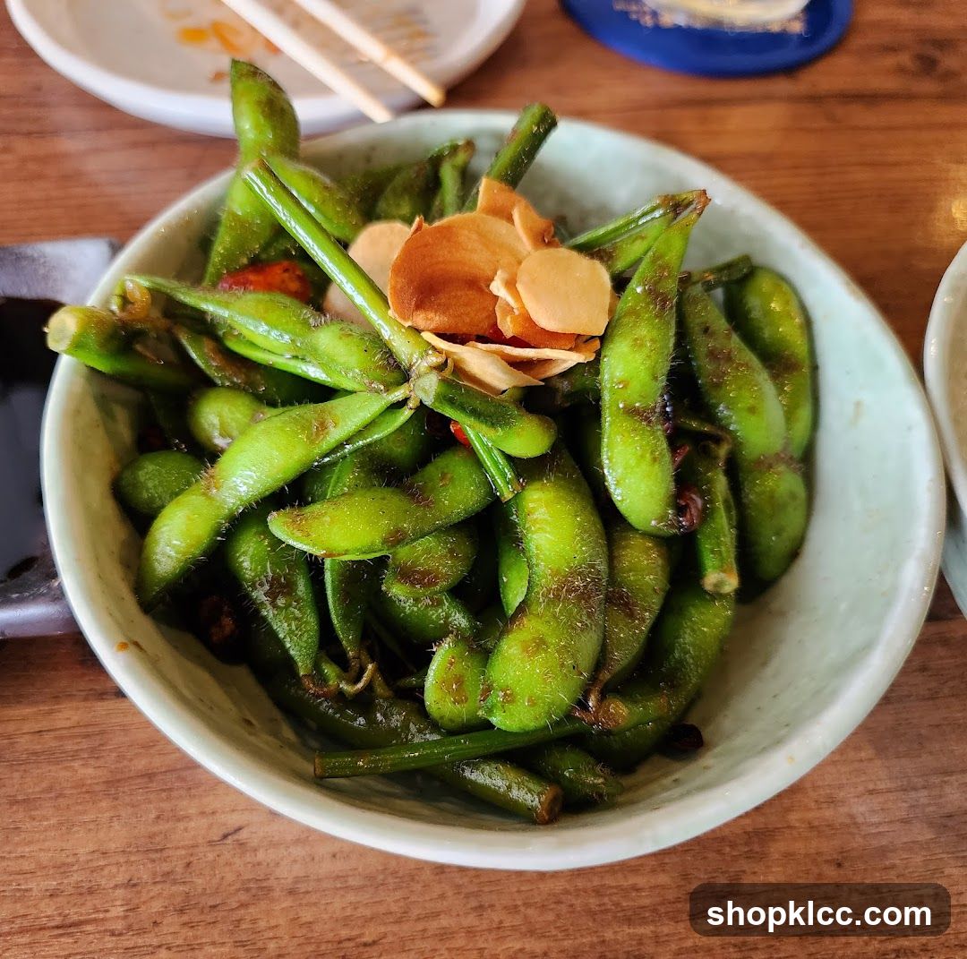 Edamame with Garlic Chips