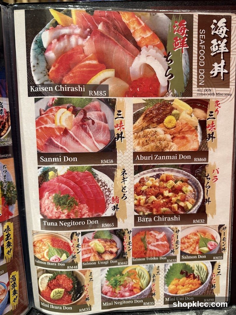 Seafood Don Menu