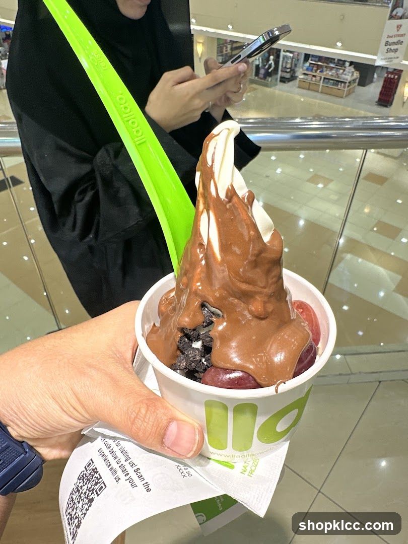 Frozen Yogurt with Chocolate Topping