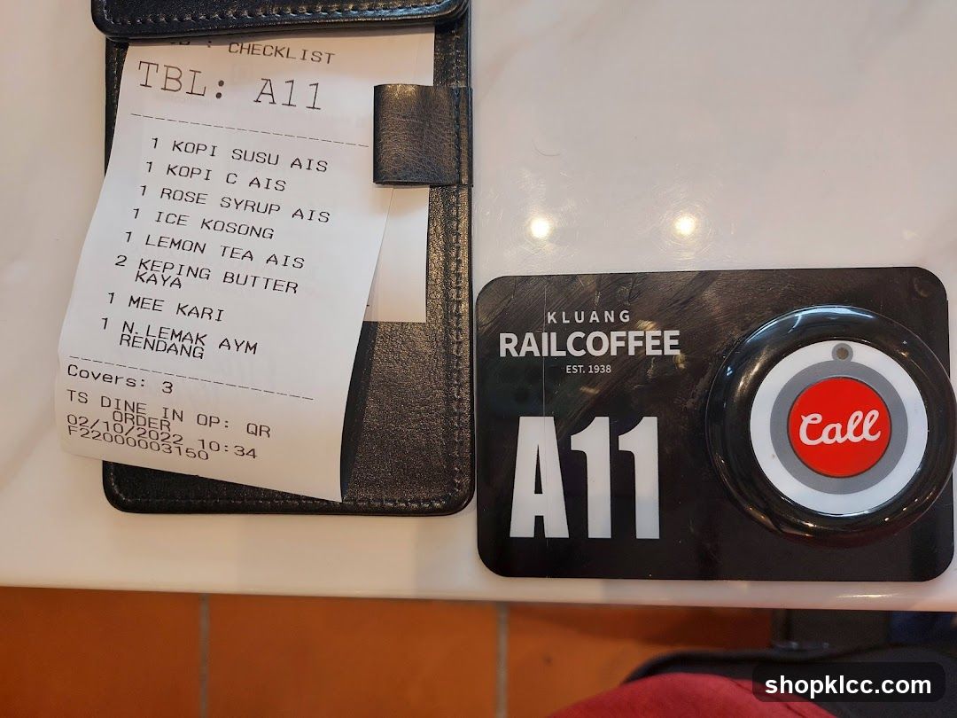 Order Checklist and Call Button