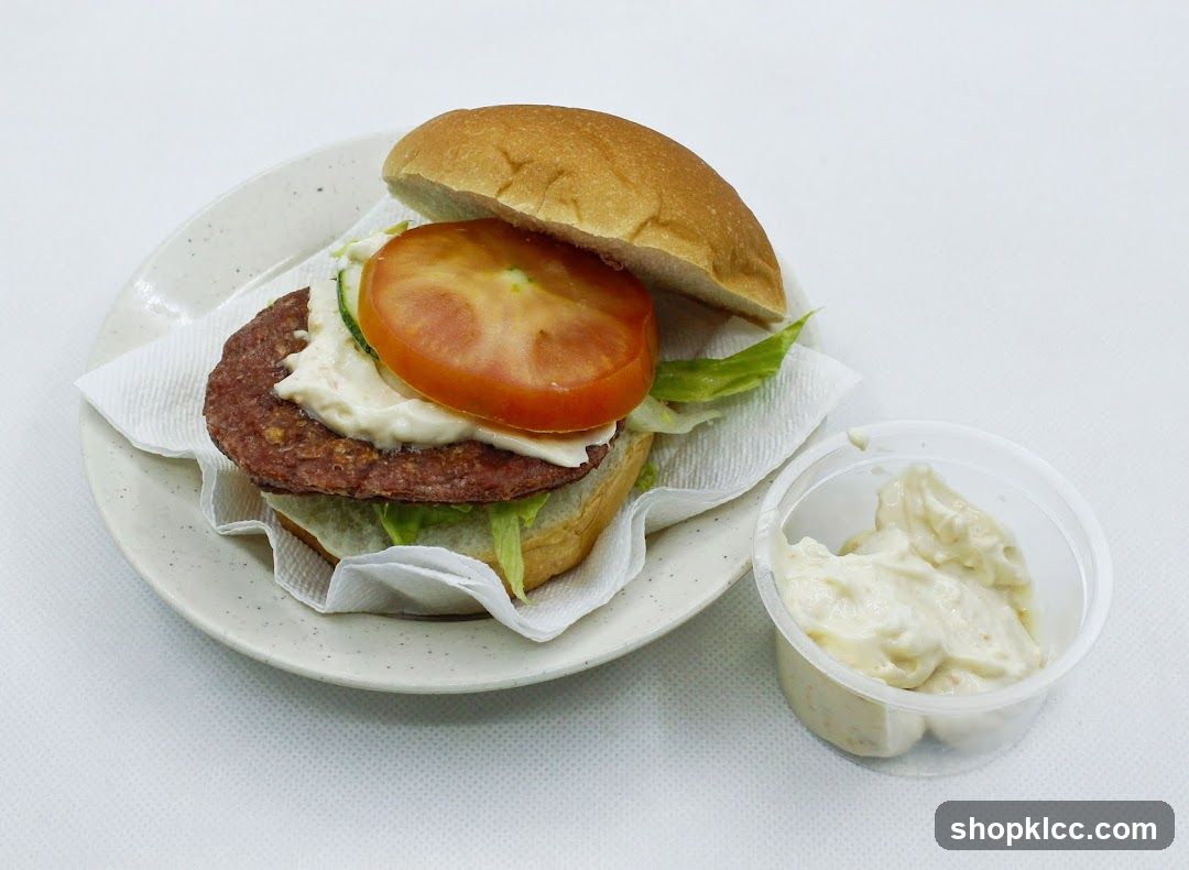 Burger with side of sauce