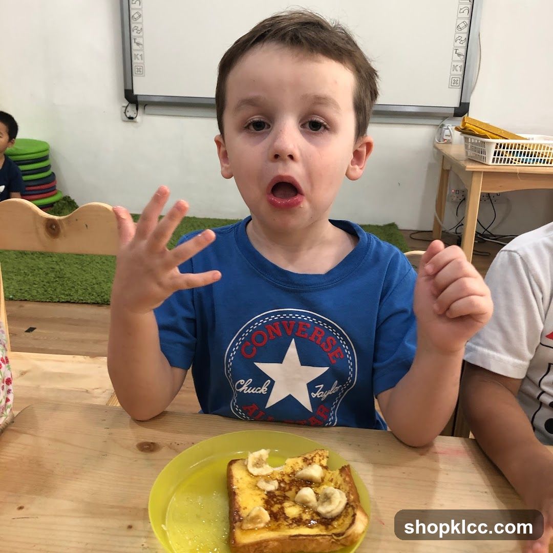 Boy eating French toast