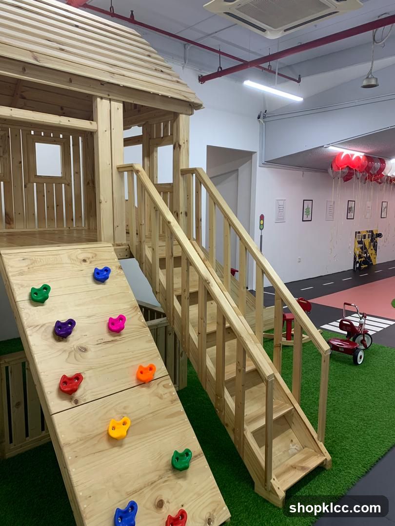 Indoor Playground with Climbing Wall and Slide