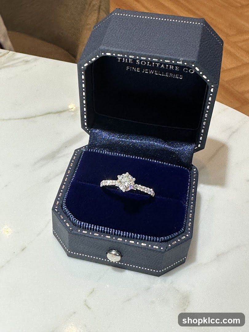 Diamond engagement ring in a jewelry box