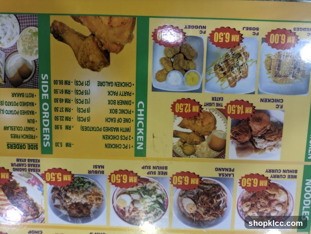 Chicken and Noodles Menu