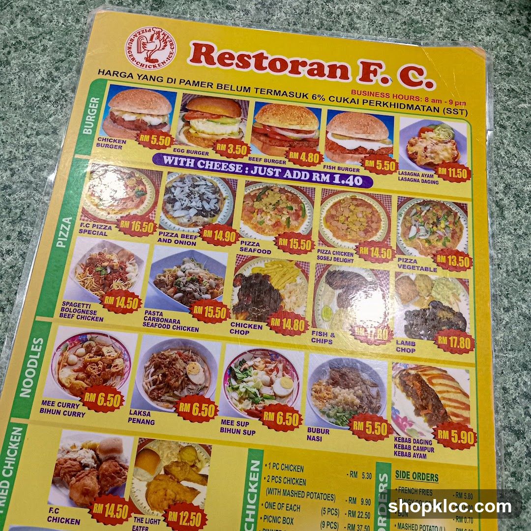 Restoran F. C. Menu