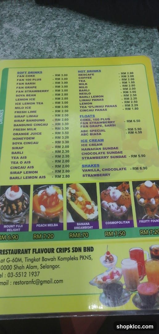 Restaurant Flavour Crisps Sdn Bhd Menu