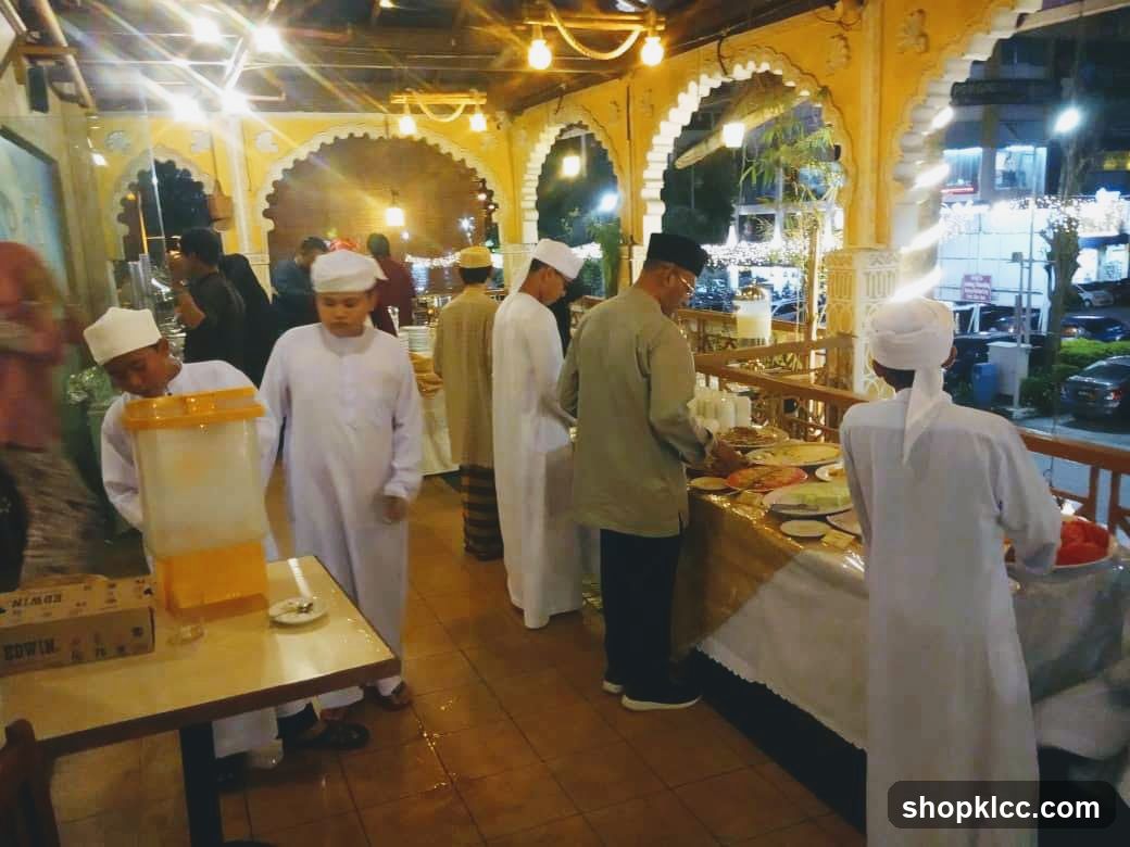 Buffet line with people