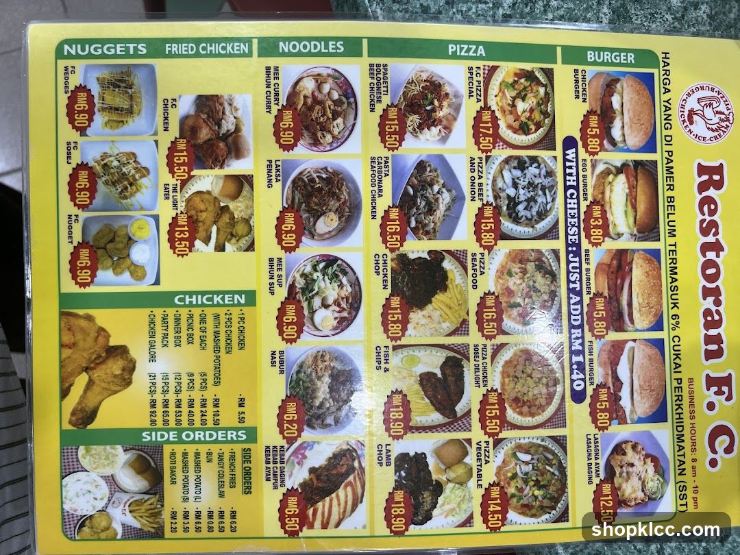 Restoran F. C. Menu