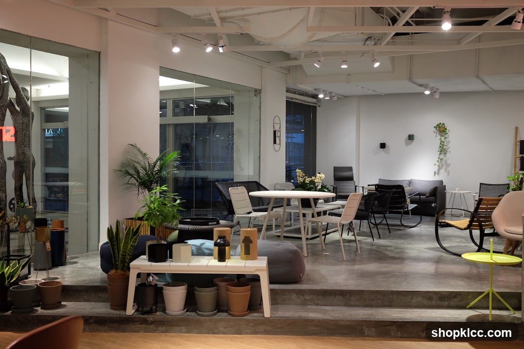 Interior of a modern furniture showroom or cafe