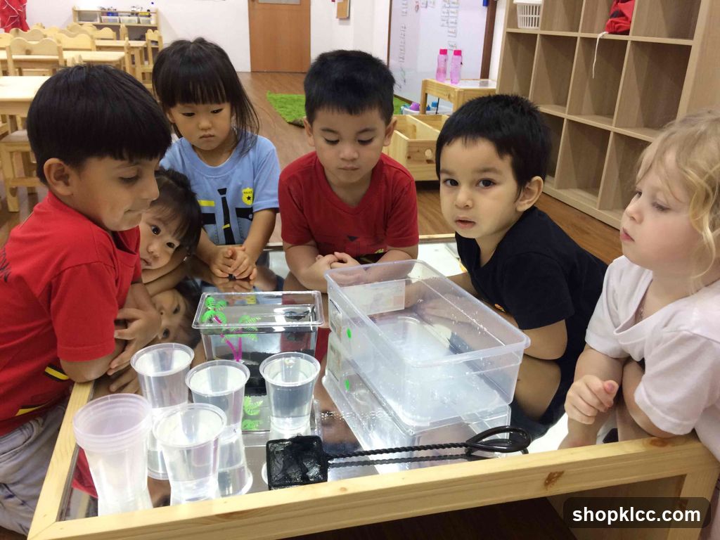 Children observing a science experiment