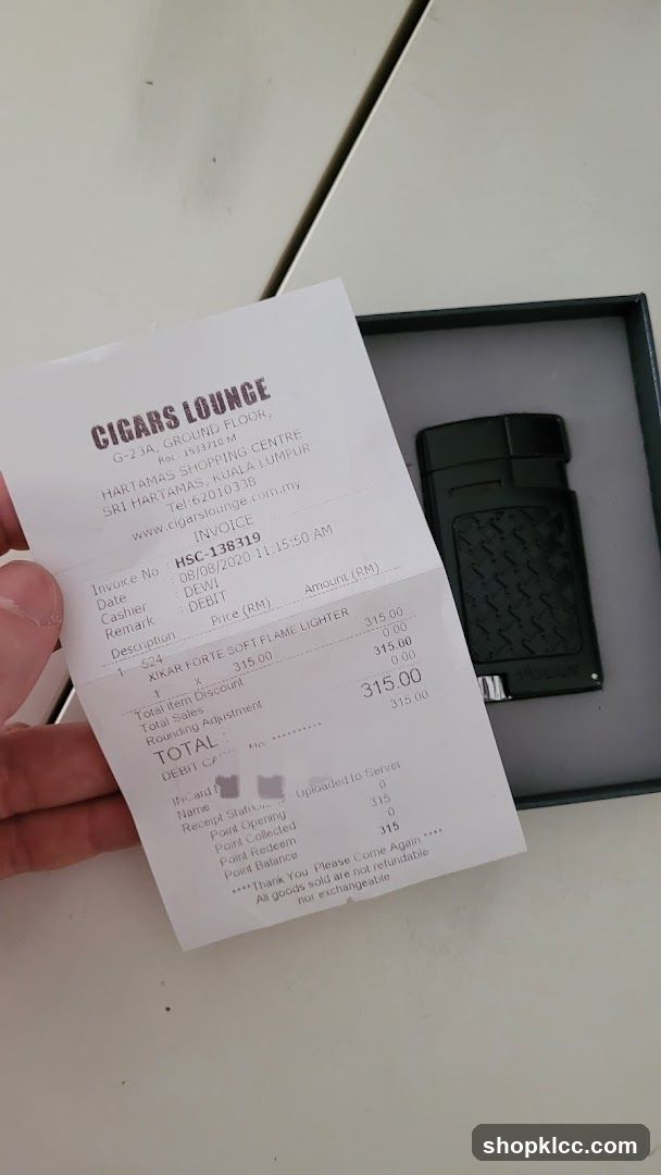 Receipt and Lighter