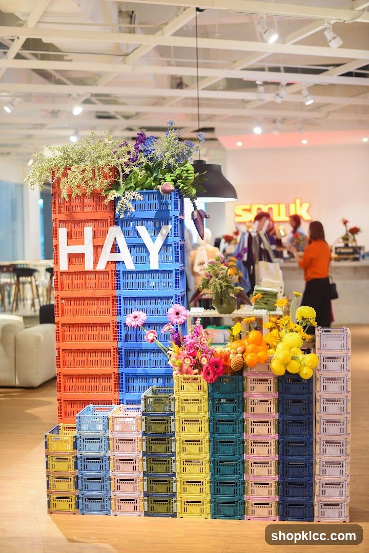 HAY Crate Display with Flowers