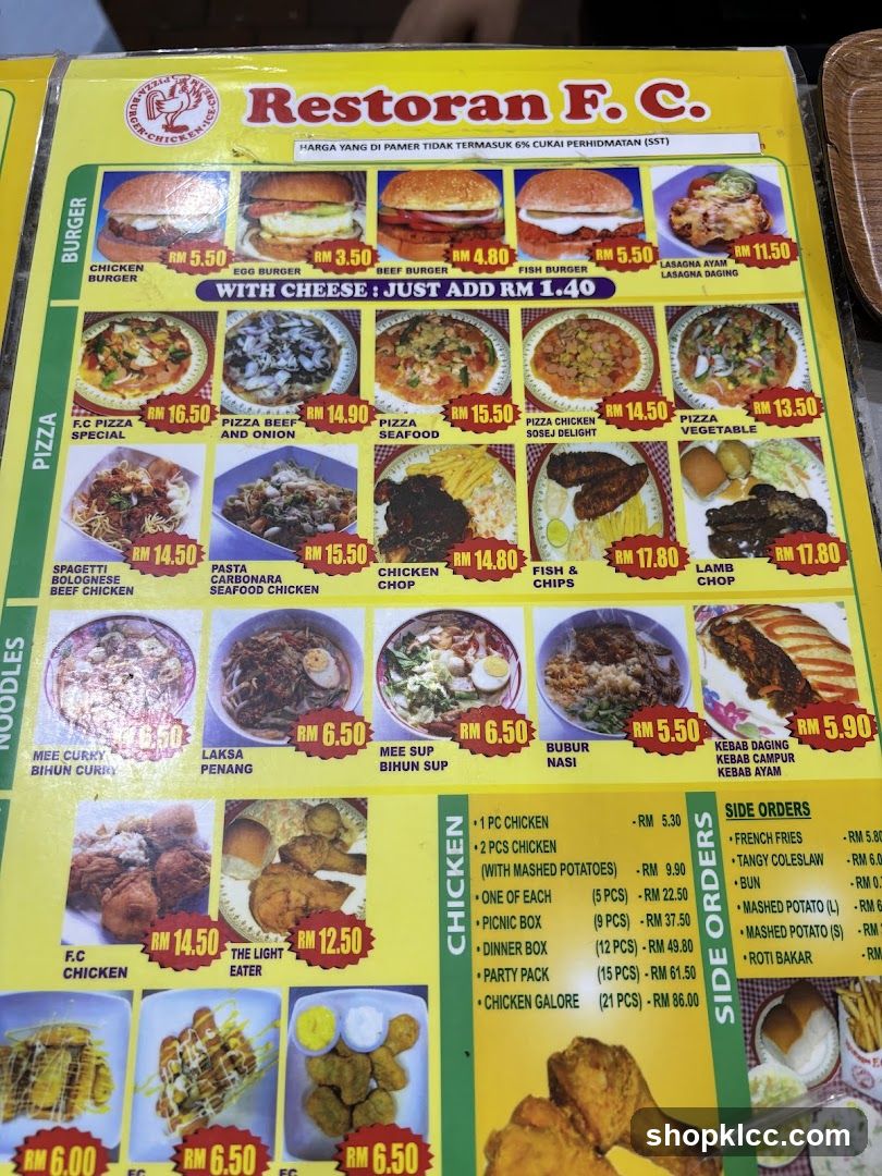 Restoran F. C. Menu