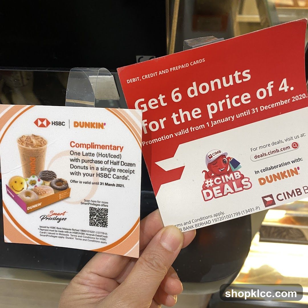 Dunkin' and CIMB promotional flyers