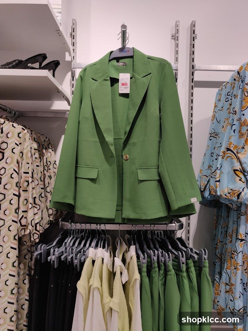 Green Blazer and Clothing Display