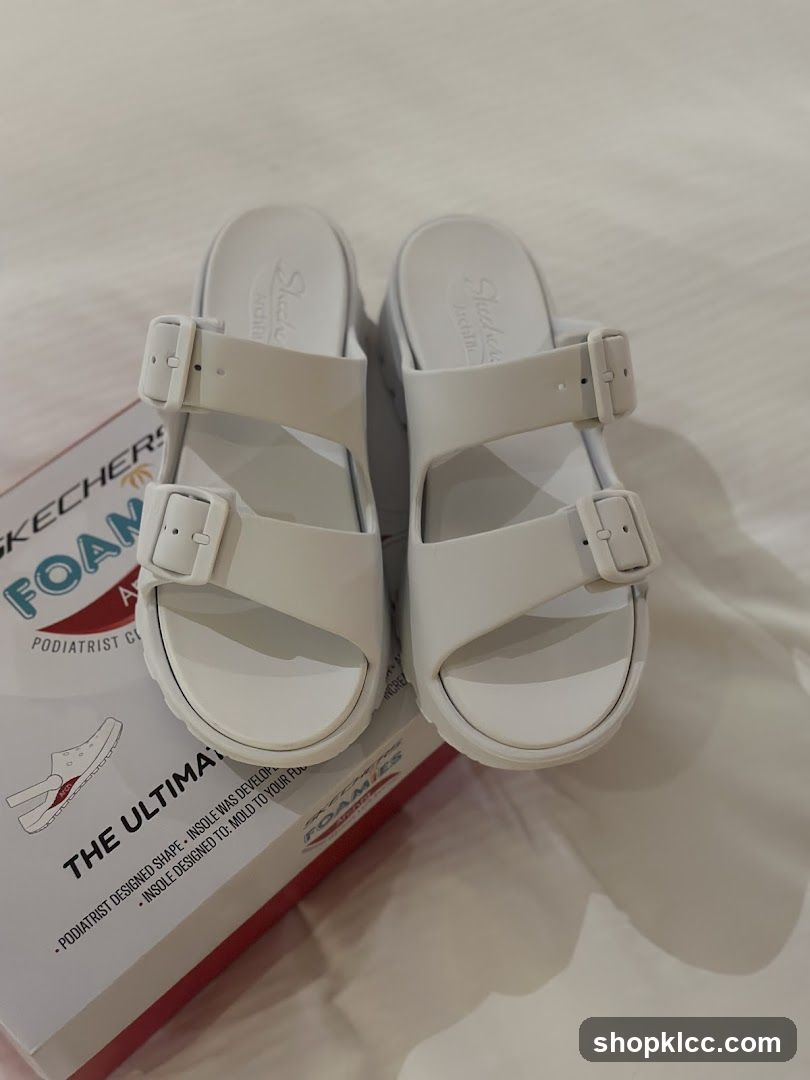 White Skechers Sandals
