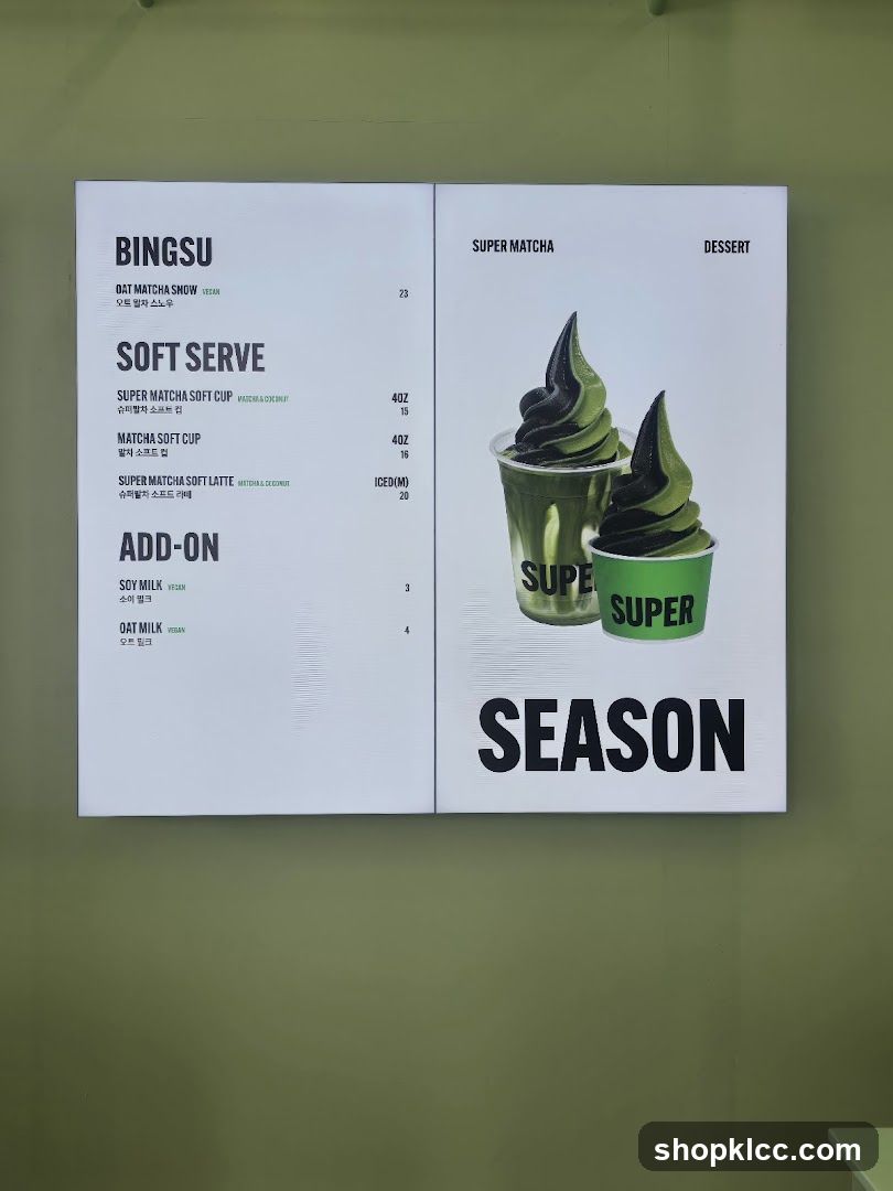 Bingsu & Soft Serve Menu