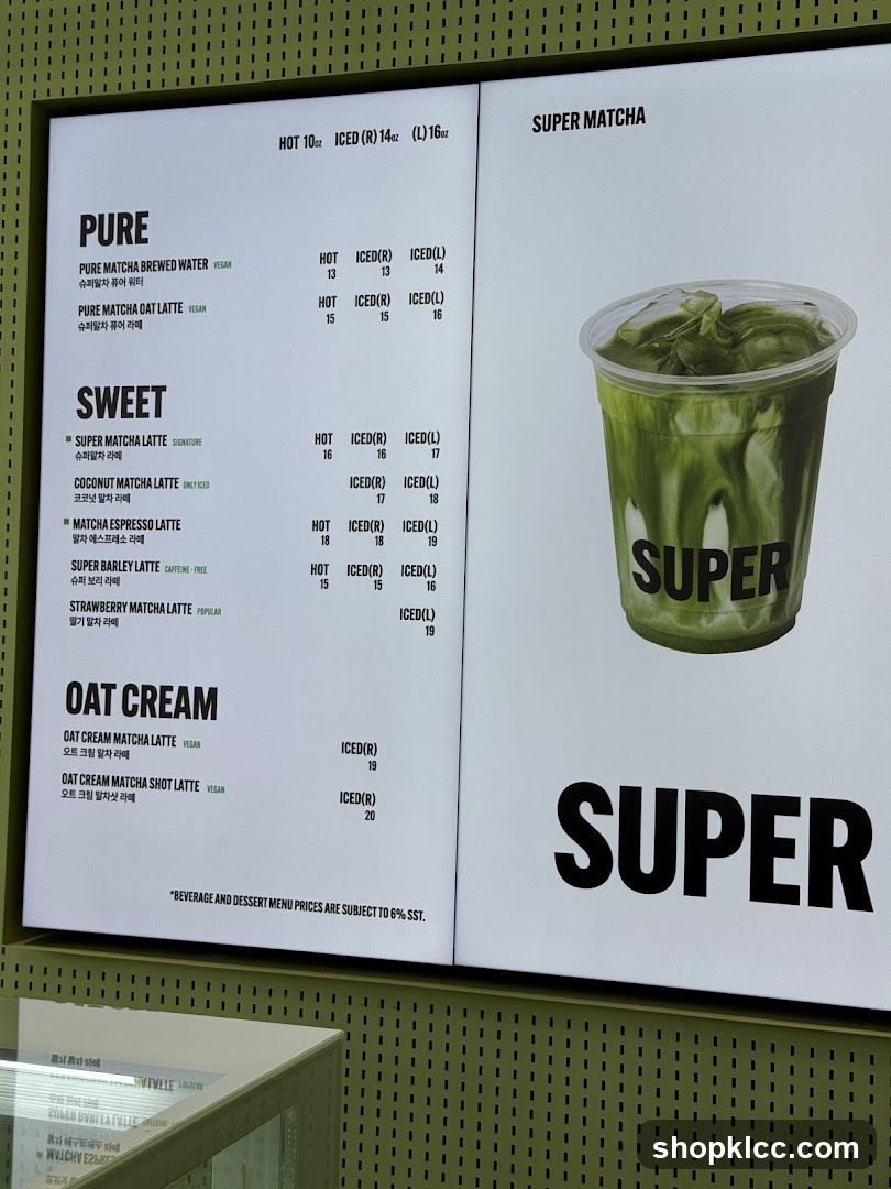 Super Matcha Menu