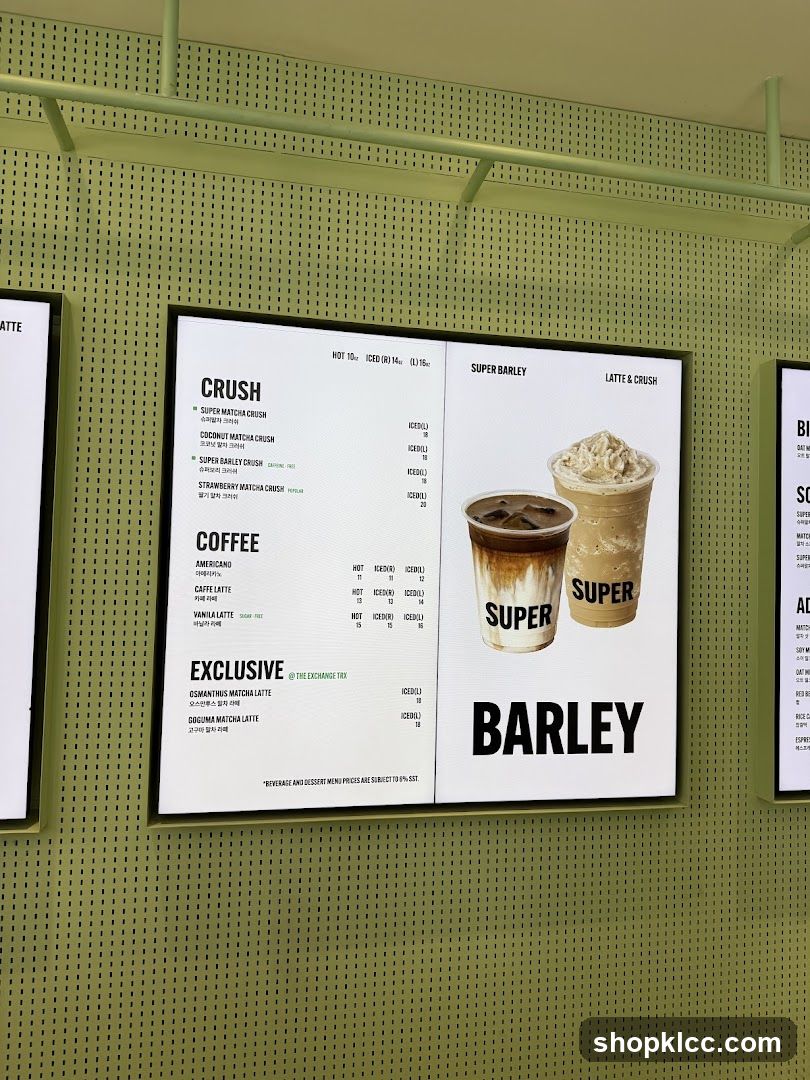 Super Barley Menu