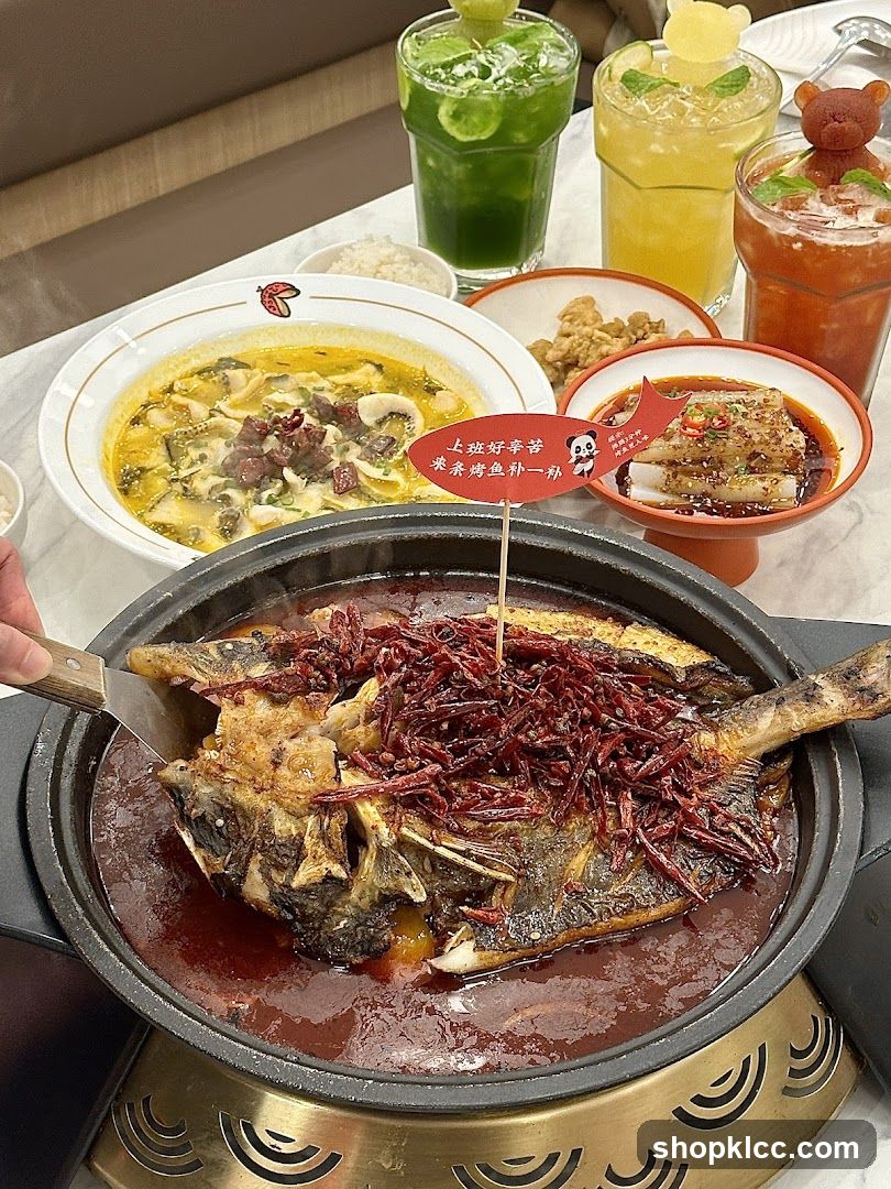 Spicy Fish Dish with Drinks