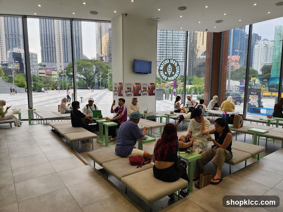 People enjoying matcha in a modern cafe