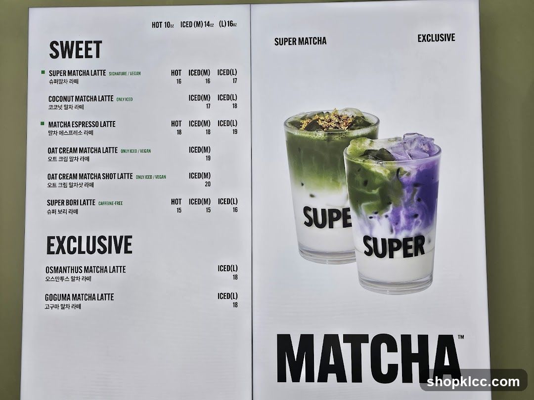 SUPER MATCHA Menu