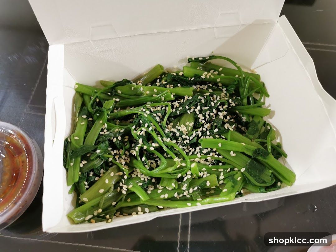 Sesame Tossed Greens in Takeout Container