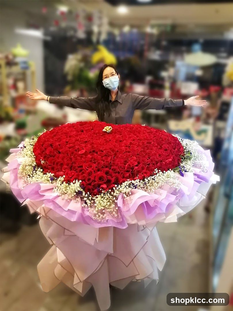 Flower Shop Interior with Staff and Large Bouquet