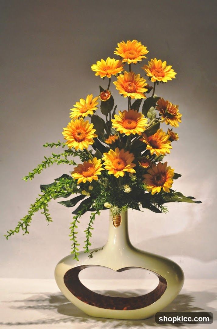 Sunflower Bouquet in Heart-Shaped Vase