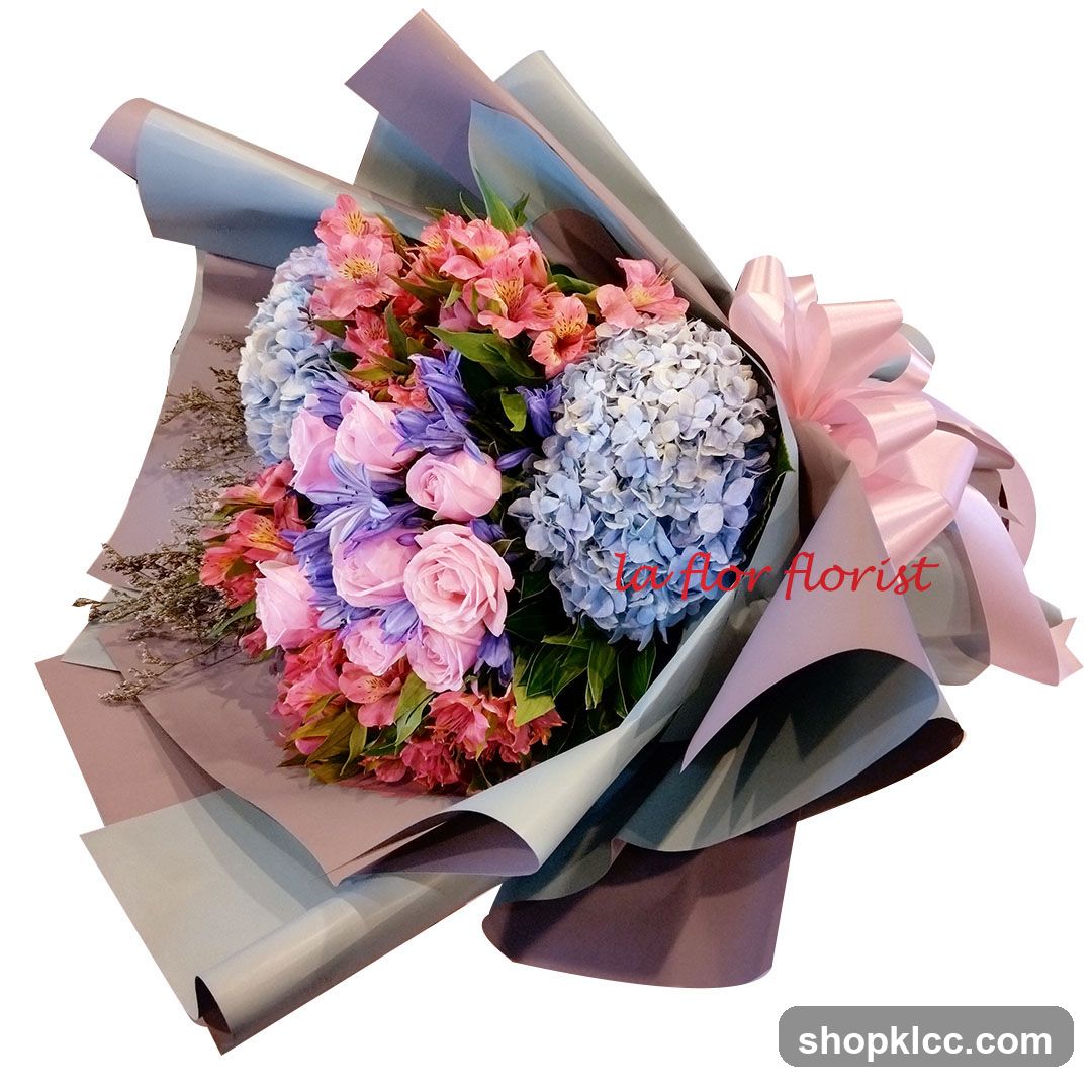 Flower Bouquet with Hydrangeas and Roses