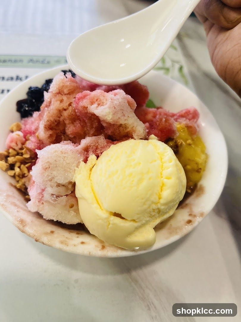 Shaved Ice Dessert with Ice Cream