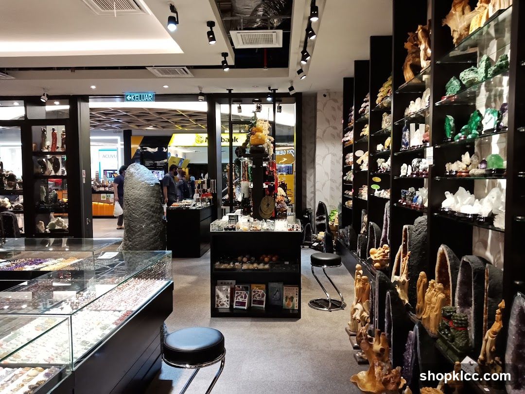 Interior of a shop selling crystals and decorative items