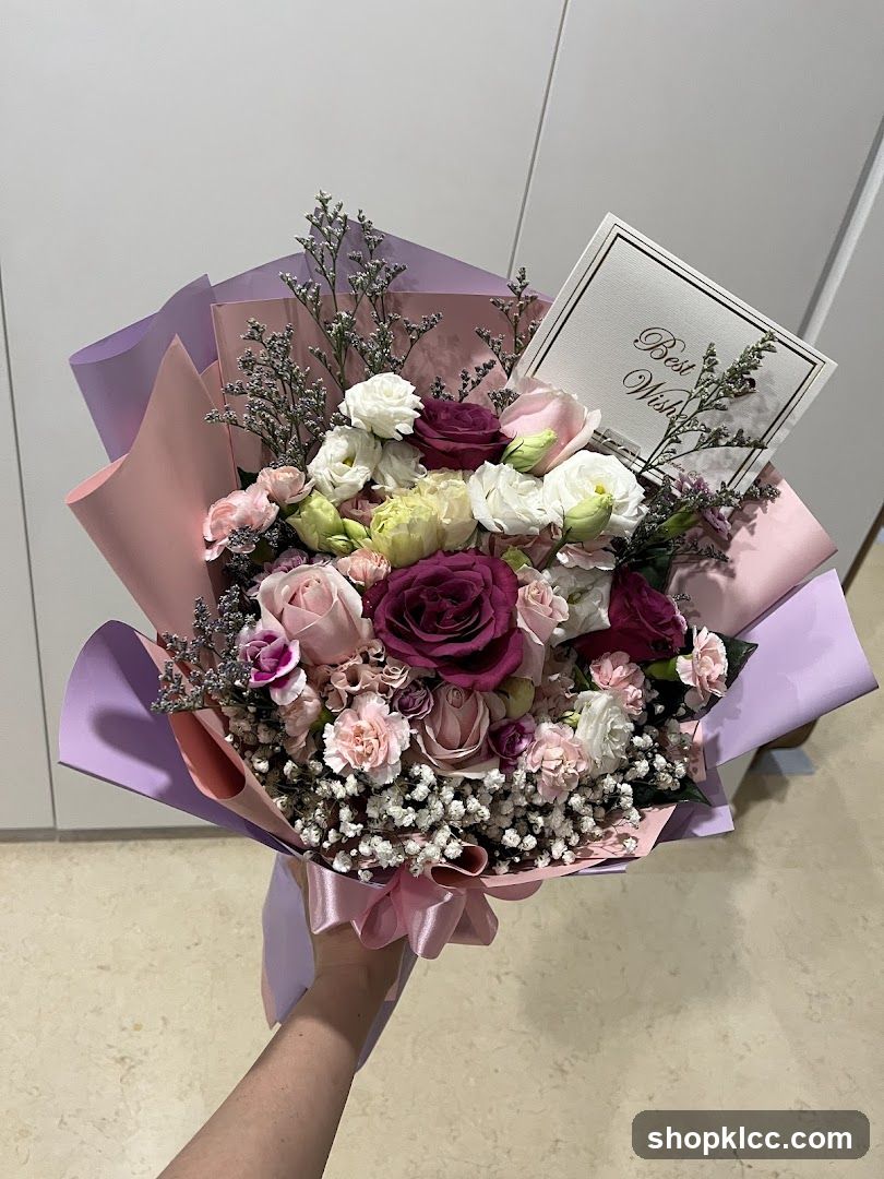 Flower Bouquet with "Best Wishes" Card
