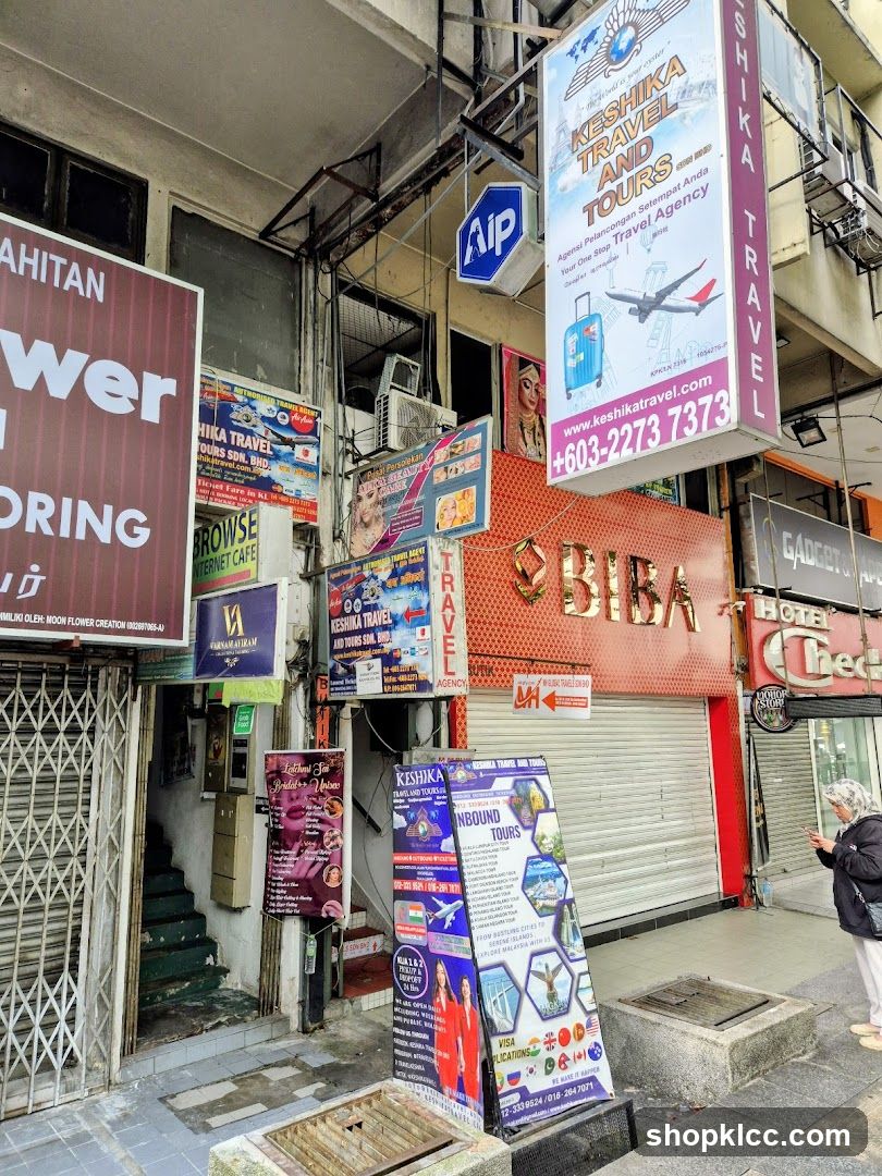 Street Scene with Travel Agencies and Shops