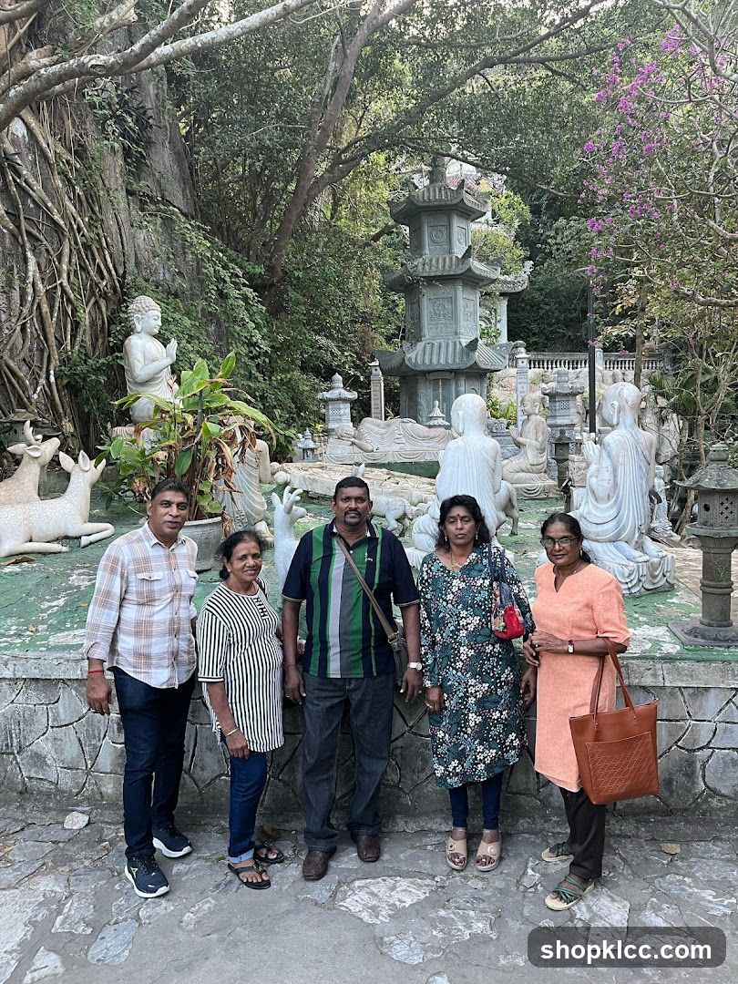 Group Poses in a Temple Garden