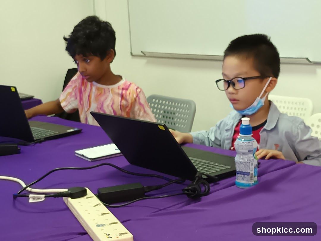 Children using laptops