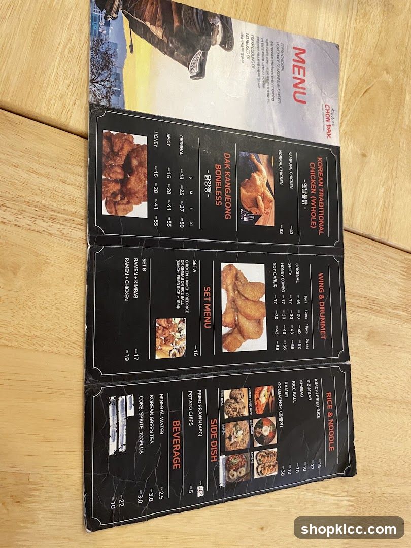 CHON DAK MENU