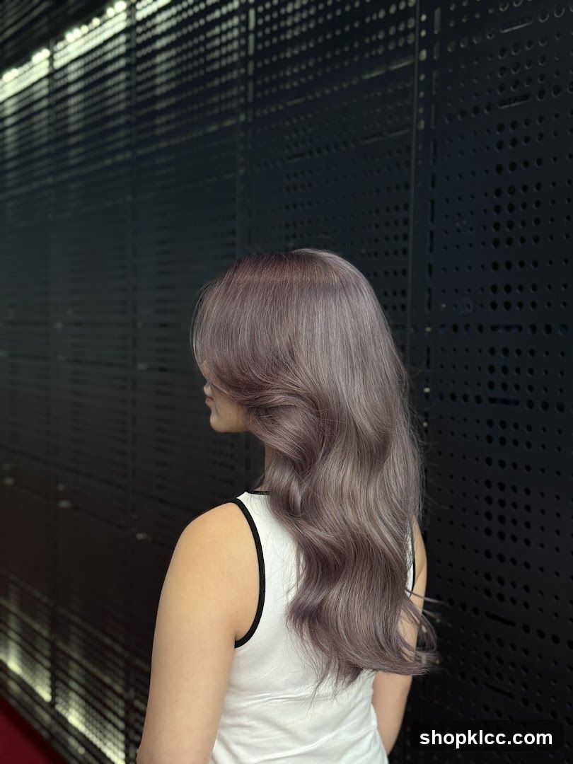 Woman with purple-toned hair