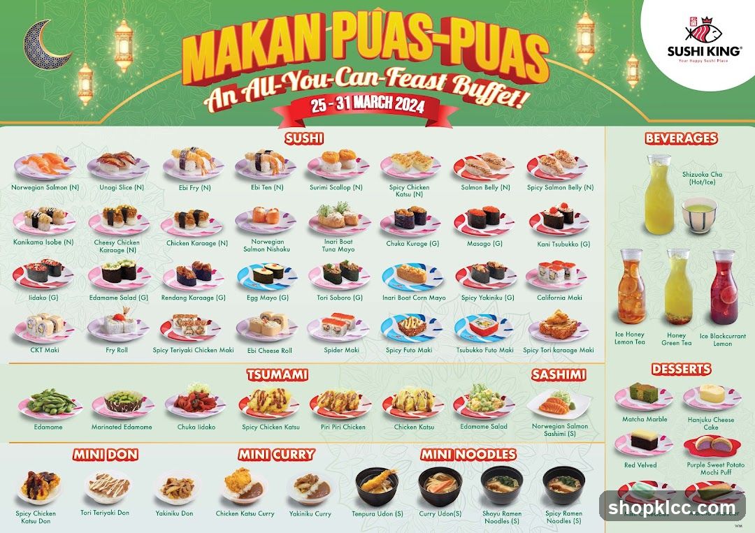 Sushi King All-You-Can-Feast Buffet Menu