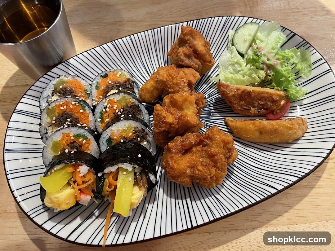 Korean Fried Chicken and Kimbap