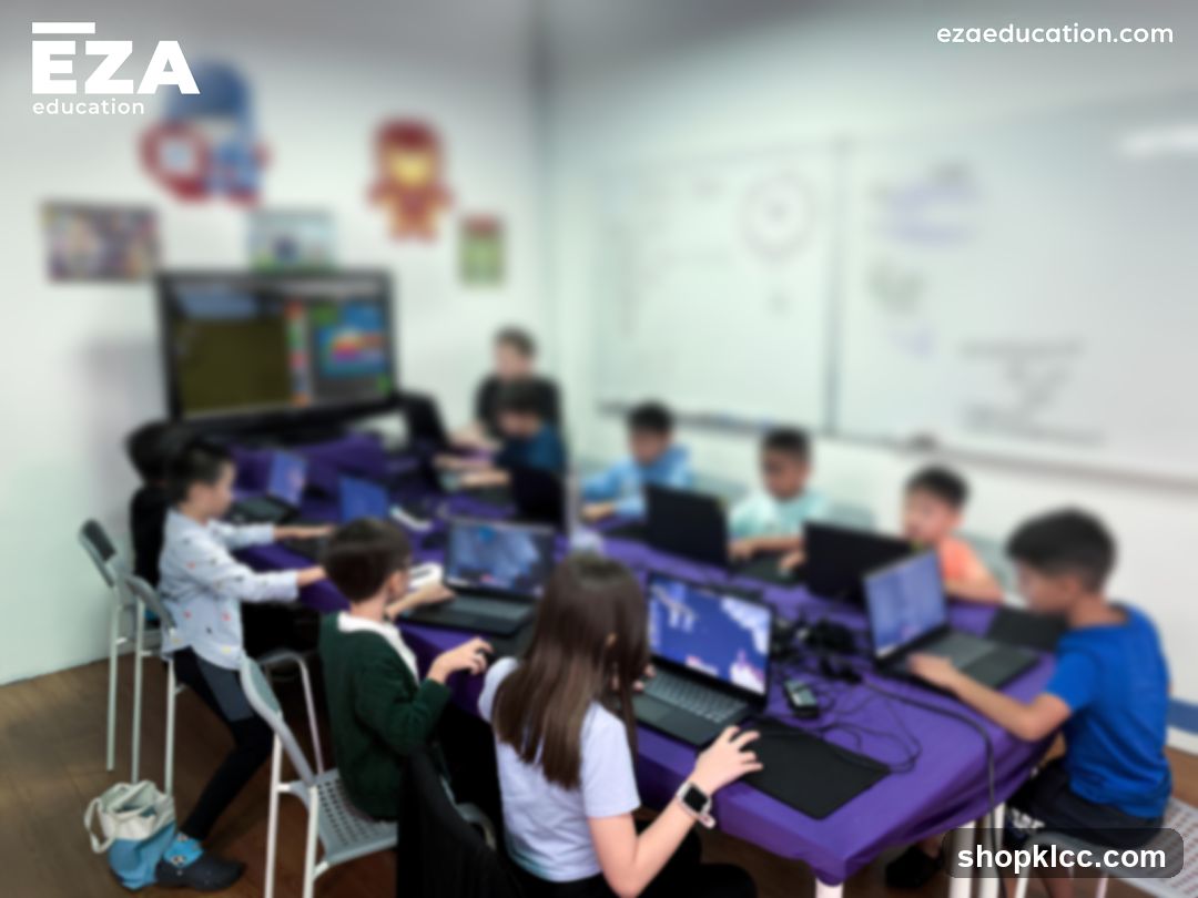 Children learning with computers