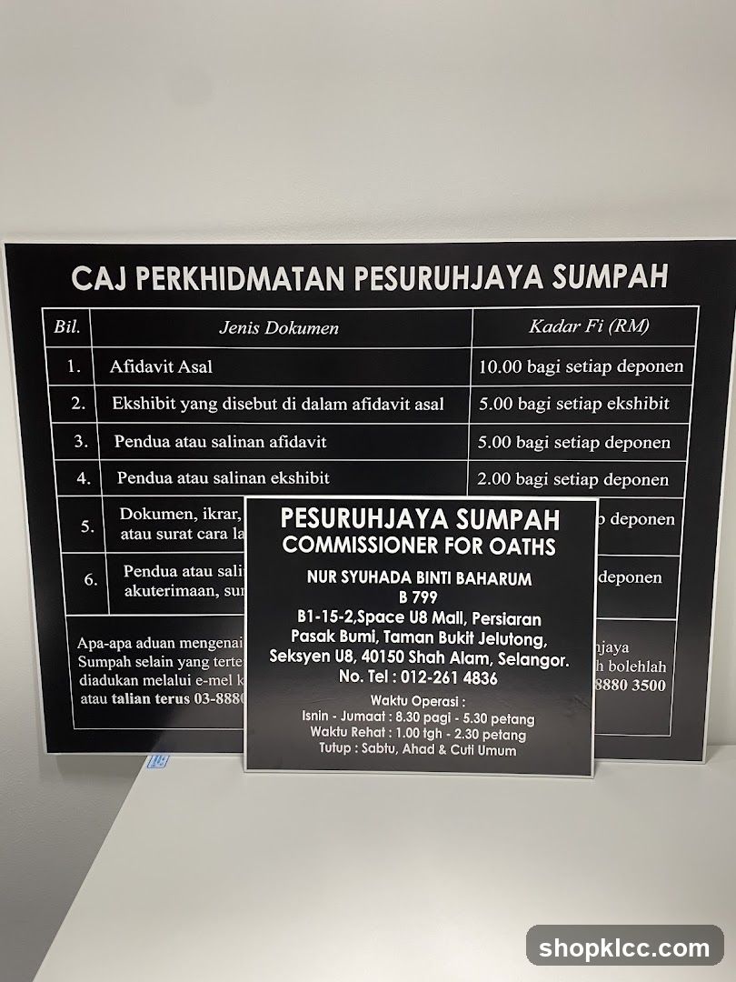 CAJ PERKHIDMATAN PESURUHJAYA SUMPAH