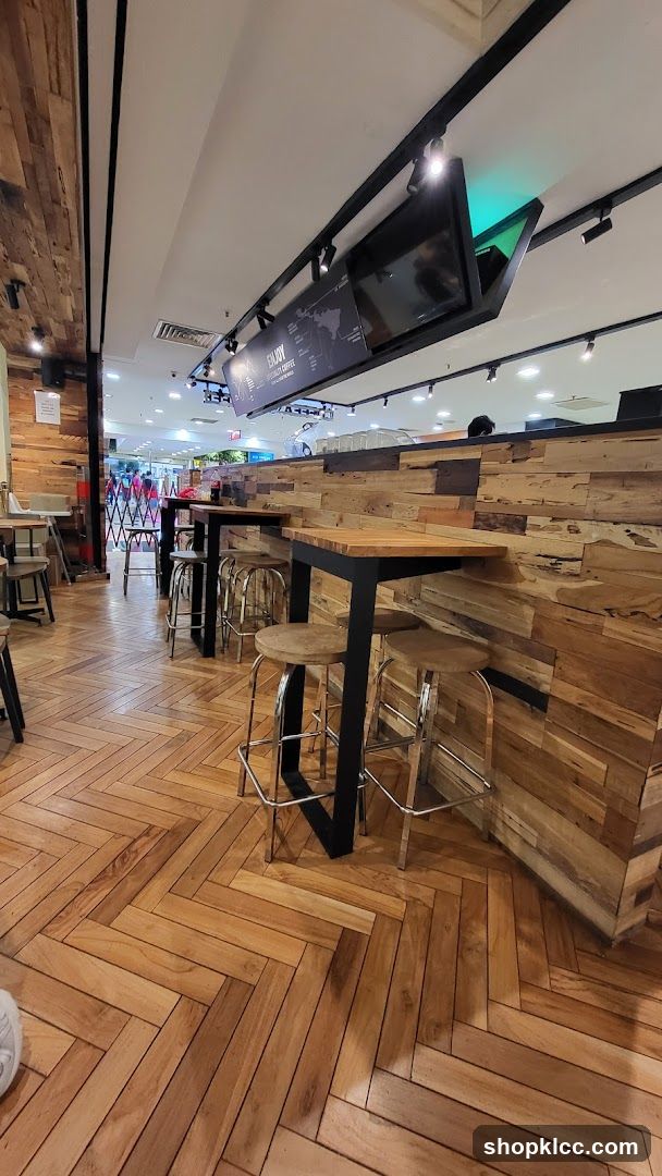 Cafe Interior with High Tables and Stools