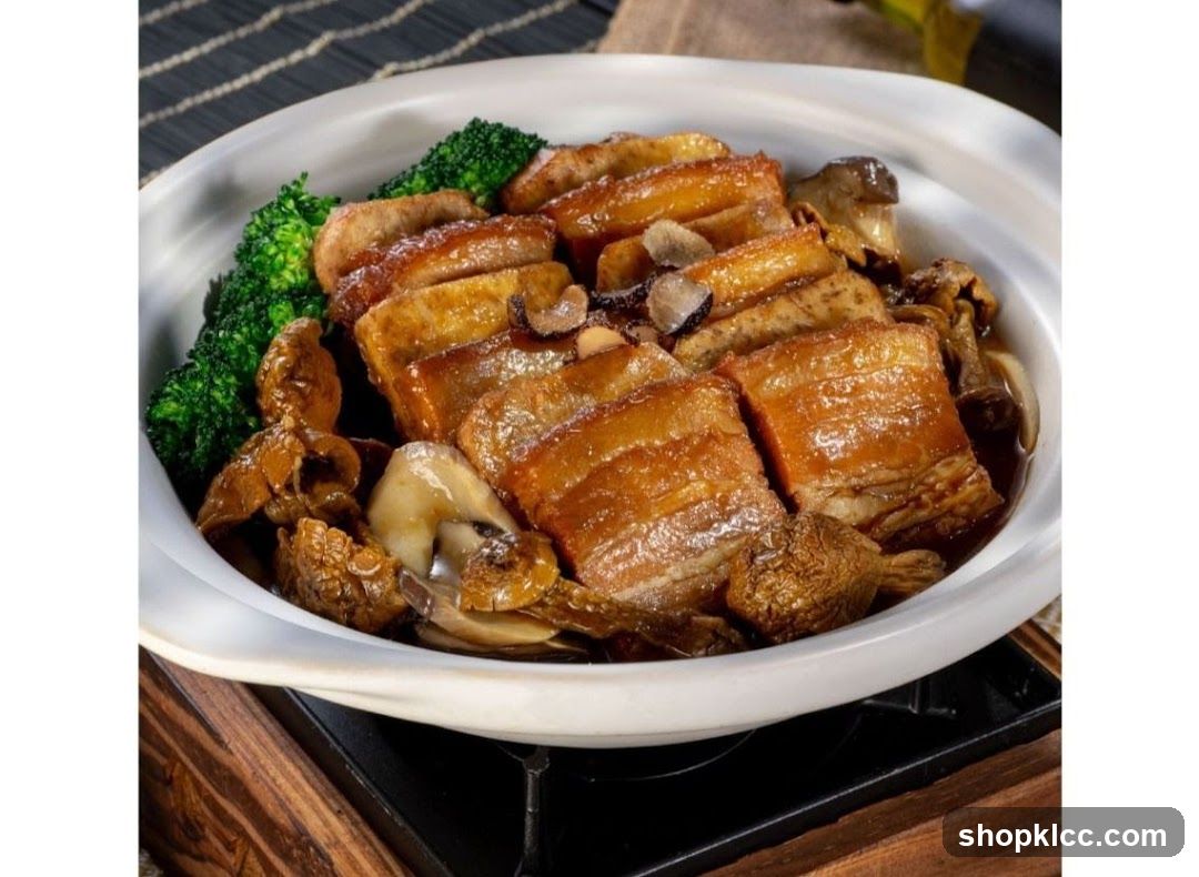 Braised Pork Belly with Mushrooms and Broccoli