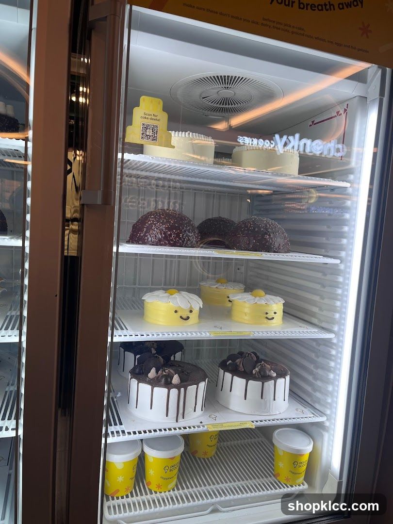 Cakes in a Refrigerator Display