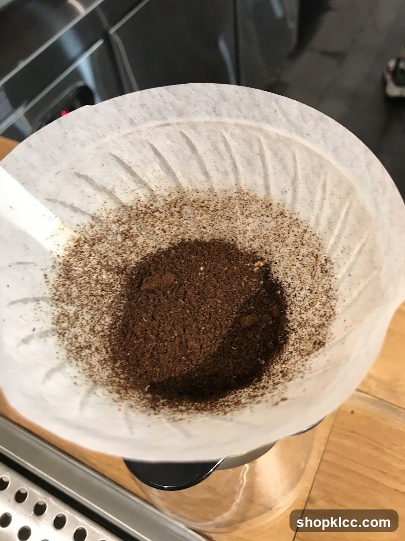 Coffee grounds in a filter