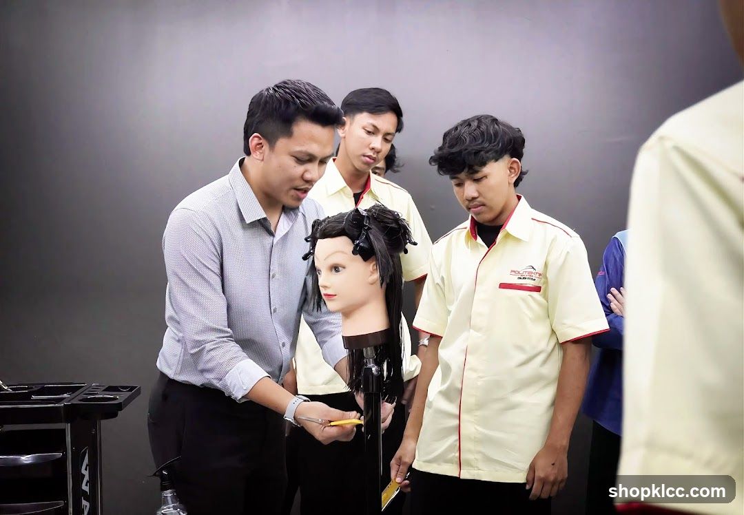 Hairdressing students learning
