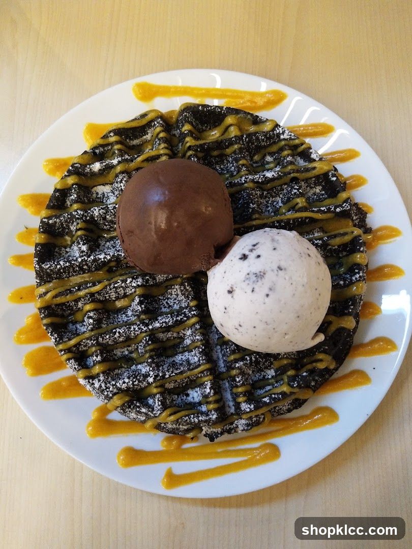 Chocolate Waffle with Ice Cream